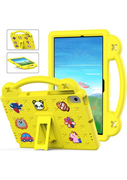 Samsung Galaxy Tab A8 10.5 (2021)/(2022) Taşınabilir Eva Kılıf Darbeye Dayanıklı Tablet Kılıfı Çizilmez Kılıf Kickstand Ile-Sarı (Yurt Dışından)