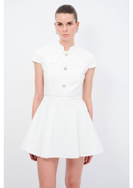 Dantelli Mini Elbise Kemik 12444592001