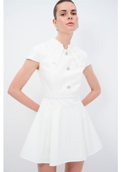 Dantelli Mini Elbise Kemik 12444592001 fırsatları