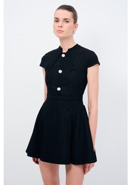 Dantelli Mini Elbise Siyah 12444592001