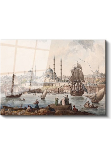 Istanbul Panoraması - Tarihi Yarımada ve Yelkenliler Cam Tablo fiyatları