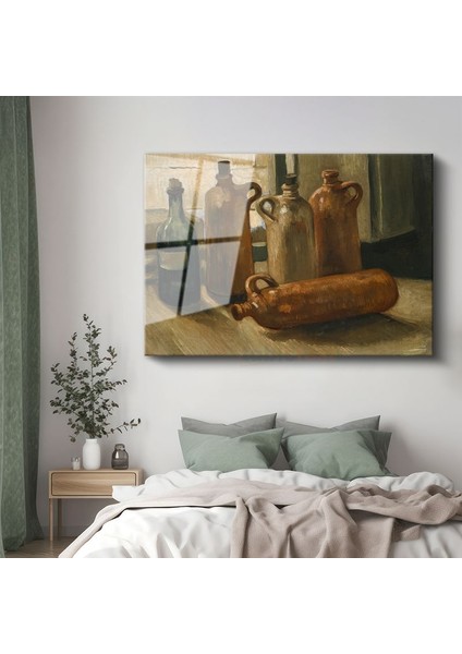 Vincent Van Gogh - Şişeler ve Testiler Cam Tablo