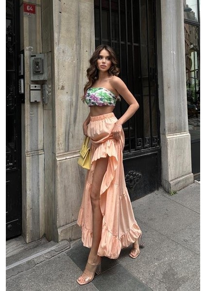 Audrey Fıfrlı Yırtmaç Detay Etek 4037