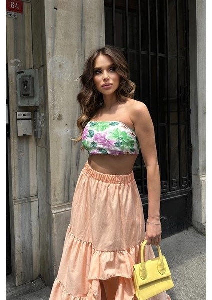 Audrey Fıfrlı Yırtmaç Detay Etek 4037 indirimleri