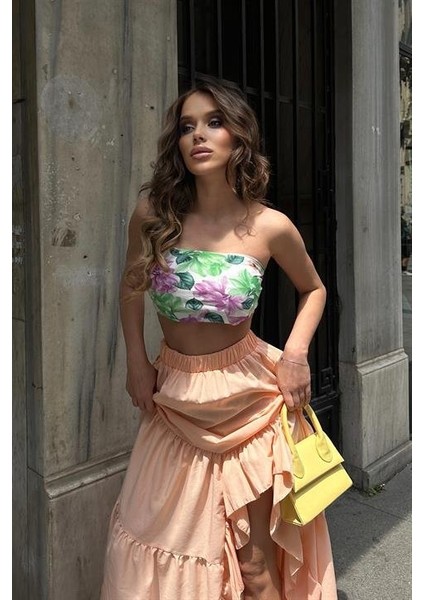 Audrey Fıfrlı Yırtmaç Detay Etek 4037