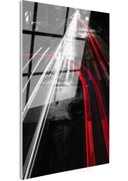 Şehir Trafiği - Işık Izleri Cam Tablo