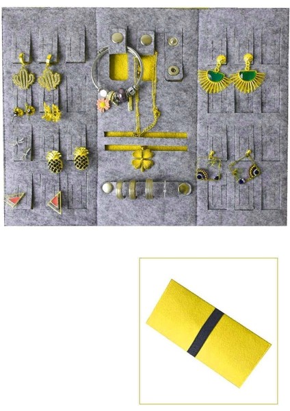 Katlanabilir Seyahat Takı ve Cüzdan Organizer, Sarı Renkli Düzenleyici