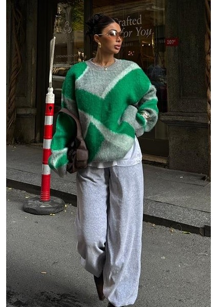 Blok Desen Neon Triko Kazak 1345 fiyatları