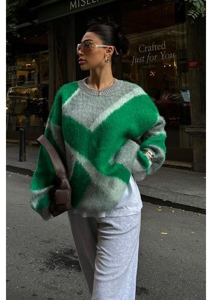 Blok Desen Neon Triko Kazak 1345 indirimleri