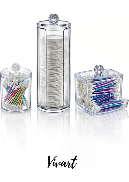 Beyaz 3'lü Kapaklı Çok Amaçlı Makyaj Organizeri