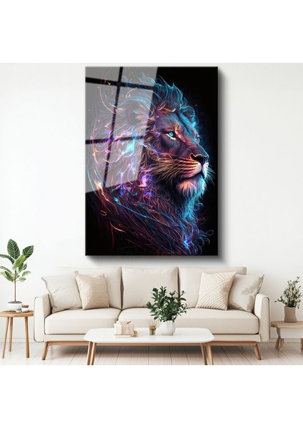 Neon Aslan - Kozmik Yele Cam Tablo