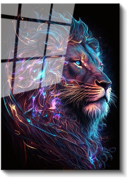 Neon Aslan - Kozmik Yele Cam Tablo