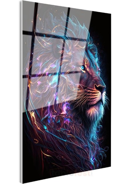 Neon Aslan - Kozmik Yele Cam Tablo
