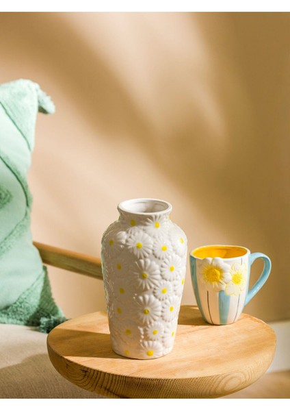 Beyaz Seramik Vazo 21 Cm, Şık ve Modern Dekoratif Ev Aksesuarı fiyatları