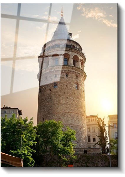 Galata Kulesi - Tarihi Istanbul Silueti Cam Tablo fiyatları