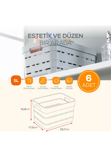 6'lı 5 Litre Delikli Saklama Kutusu Mavi