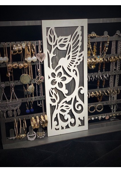 Çizgili Siyah Beyaz Ahşap Küpe ve Takı Standı, Organizer ve Sergileme Rafı indirimleri