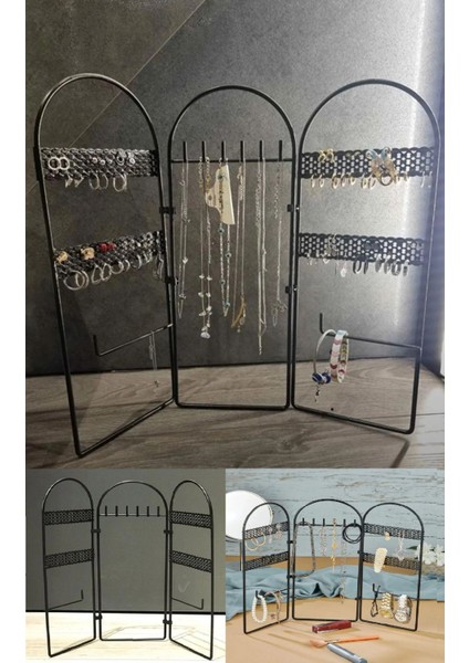 Siyah Metal Takı Düzenleyici 3 Parça Küpe, Kolye ve Yüzük Standı fiyatları