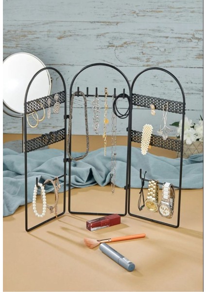 Siyah Metal Takı Düzenleyici 3 Parça Küpe, Kolye ve Yüzük Standı modelleri