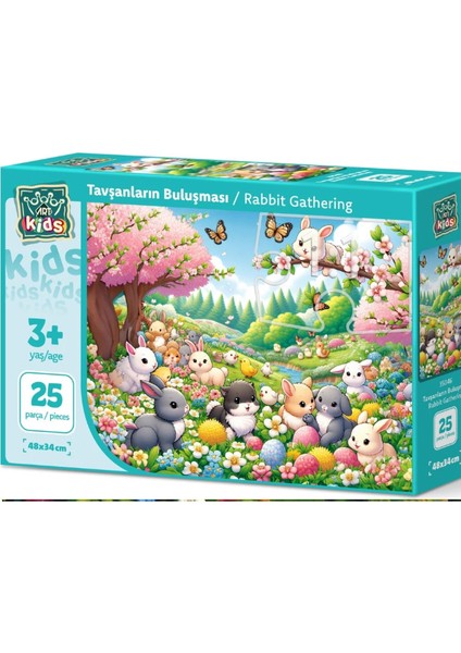 Çocuk Tavşanların Buluşması 25 Parça Puzzle