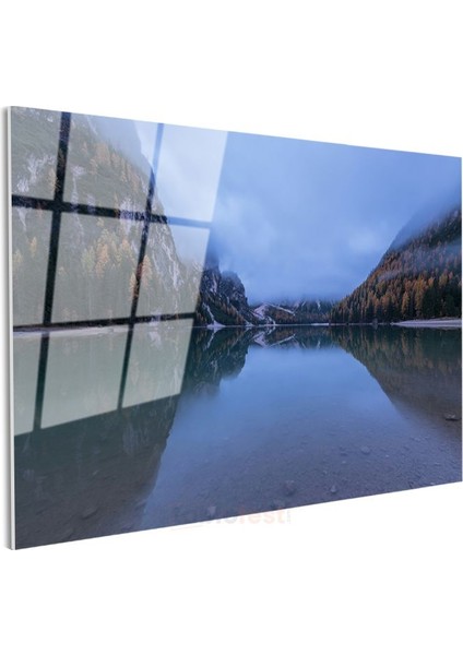 Dağlar Arasında Göl - Sonbahar Yansımaları Cam Tablo modelleri