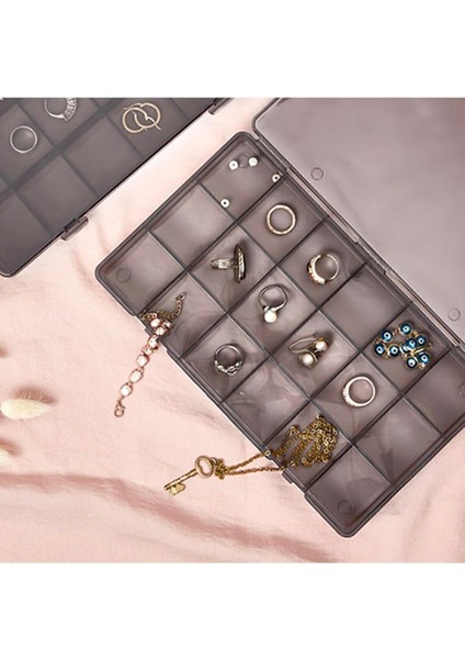 Siyah 18 Bölmeli Takı Organizer Kutusu, Plastik, 25X15X3 cm