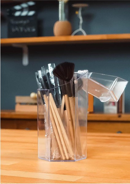 Şeffaf 3 Parça Makyaj Organizer Seti, Kozmetik ve Fırça Düzenleyici fırsatları