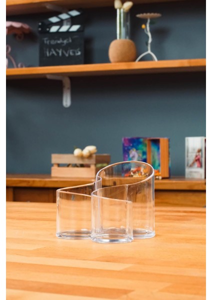 Şeffaf 3 Parça Makyaj Organizer Seti, Kozmetik ve Fırça Düzenleyici