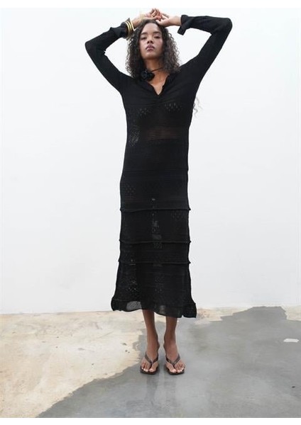 Mirca Maxi Fırfır Detaylı Örme Elbise 2798 fiyatları