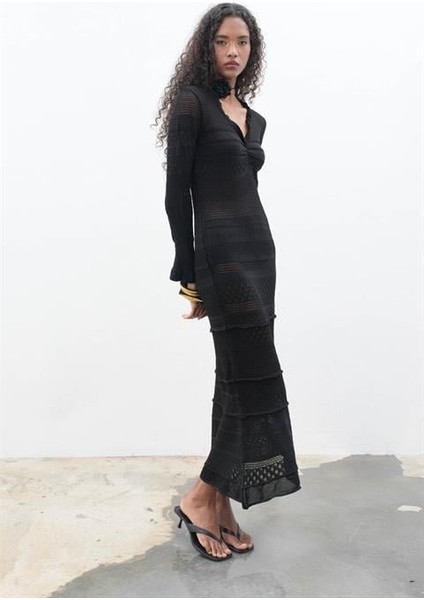 Mirca Maxi Fırfır Detaylı Örme Elbise 2798 modelleri