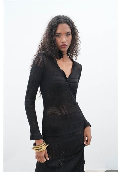 Mirca Maxi Fırfır Detaylı Örme Elbise 2798 indirimleri