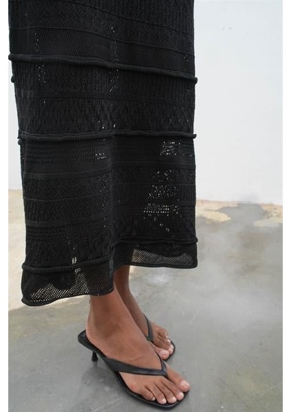 Mirca Maxi Fırfır Detaylı Örme Elbise 2798