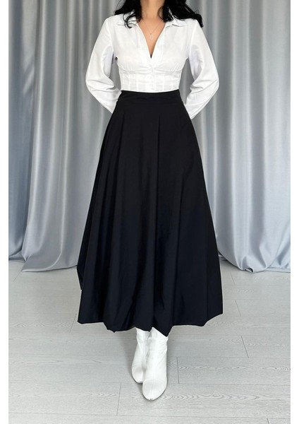 Siyah Uzun Balon Etek modelleri