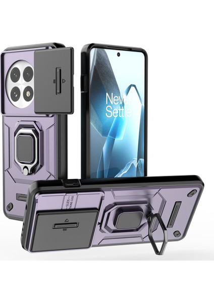 Oneplus 13 Kılıf Pc+Tpu Kickstand Telefon Koruyucu Lens Kapağı Ile-Mor (Yurt Dışından)