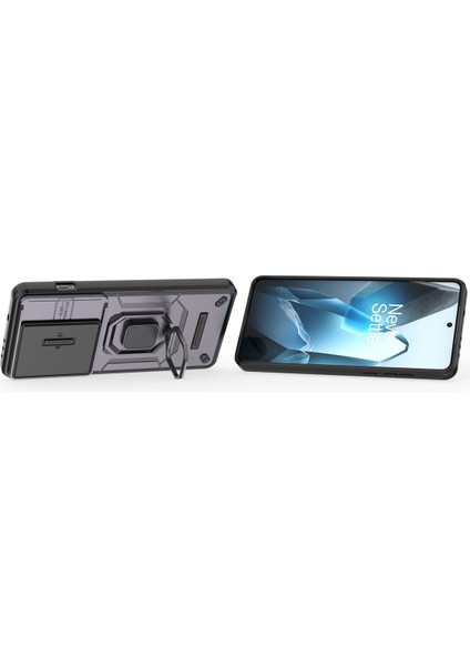 Oneplus 13 Kılıf Pc+Tpu Kickstand Telefon Koruyucu Lens Kapağı Ile-Mor (Yurt Dışından)