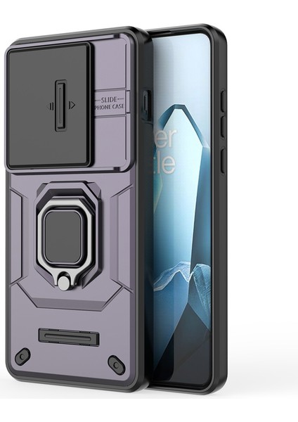 Oneplus 13 Kılıf Pc+Tpu Kickstand Telefon Koruyucu Lens Kapağı Ile-Mor (Yurt Dışından)