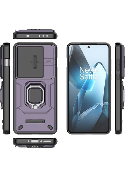 Oneplus 13 Kılıf Pc+Tpu Kickstand Telefon Koruyucu Lens Kapağı Ile-Mor (Yurt Dışından)