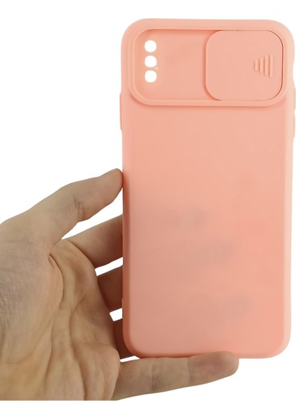 iPhone Xs Max Uyumlu Kamera Sürgülü Mat Silikon Kılıf