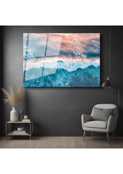Okyanus Dalgaları - Turkuaz Sulardan Büyüleyici Deniz Manzarası Cam Tablo