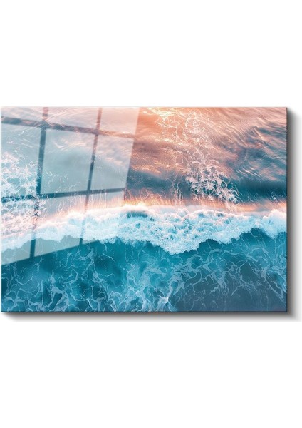 Okyanus Dalgaları - Turkuaz Sulardan Büyüleyici Deniz Manzarası Cam Tablo fiyatları