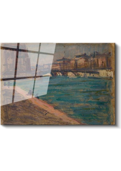 Claude Monet - Seine Nehri Üzerinde Köprü Cam Tablo