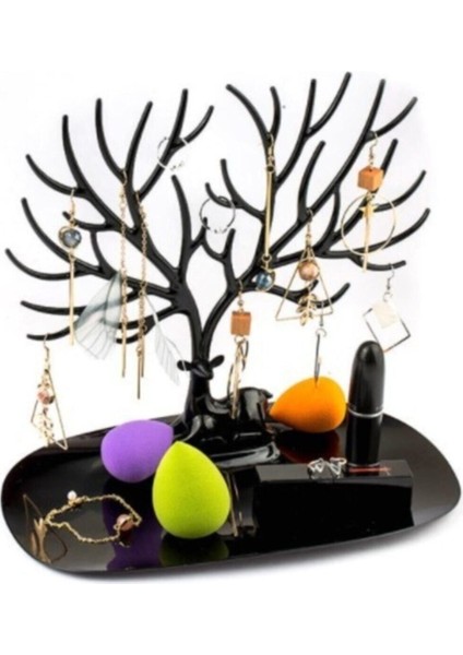 Şık Siyah Geyik Tasarımlı Takı ve Mücevher Standı