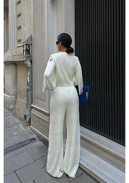 Püskül Detaylı Hırka Pantolon Triko Takım 9967