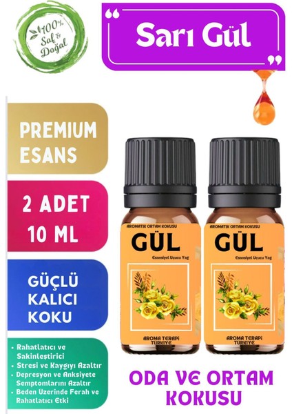 Elite Gül Saf Esansiyel Yağ - Oda ve Ortam Kokusu - Aromatik Uçucu Yağ 10ML x 2 Adet 1 Adet