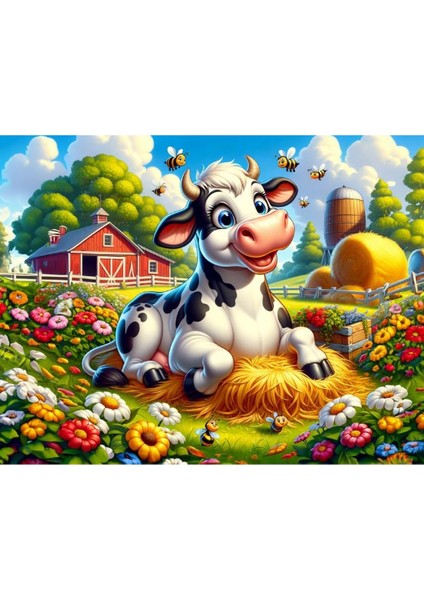 Çocuk Sevimli Inek ve Arkadaşları 50 Parça Puzzle