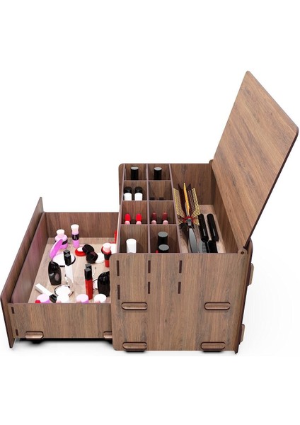 10 Gözlü Ahşap Çekmeceli Takı ve Makyaj Masası Organizeri Düzenleyici modelleri
