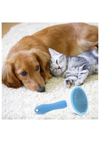 ® Kedi Köpek Tüy Toplayıcı Kendini Temizleyebilen Ergonomik Saplı Evcil Hayvan Tarağı Mavi fiyatları
