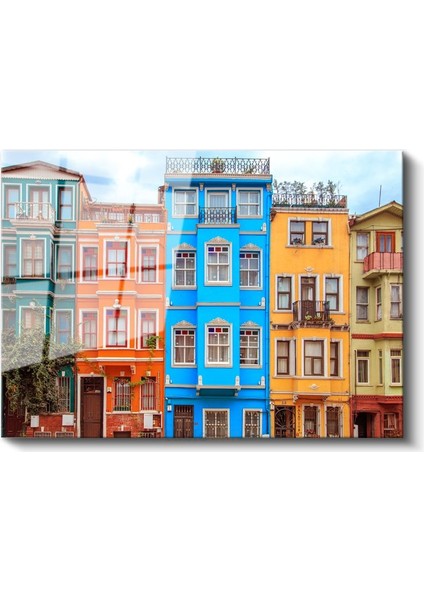 Balat Evleri - Istanbul'un Renkli Cepheleri Cam Tablo fiyatları