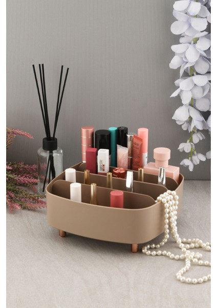 Dört Bölmeli Şık Makyaj ve Takı Organizeri, Kahverengi, Düzenli Saklama Keyfi modelleri