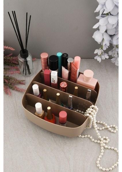Dört Bölmeli Şık Makyaj ve Takı Organizeri, Kahverengi, Düzenli Saklama Keyfi fırsatları